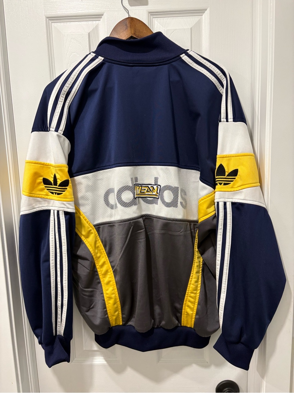 Vintage Adidas Track Jacket Navy, Gray, Yellow Mens large